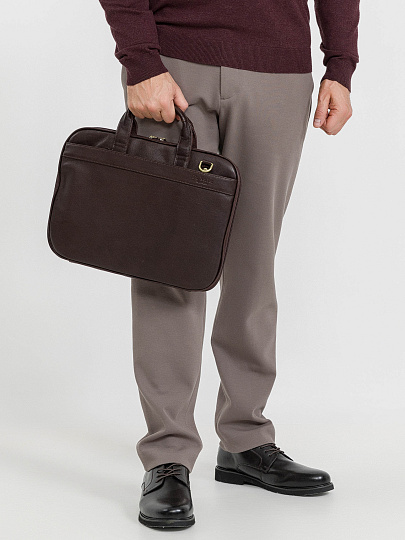 Деловая сумка Dr.Koffer из натуральной кожи темно-коричневая
