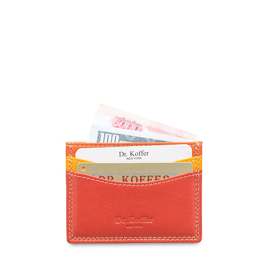 Кредитница Dr.Koffer из натуральной кожи оранжевая