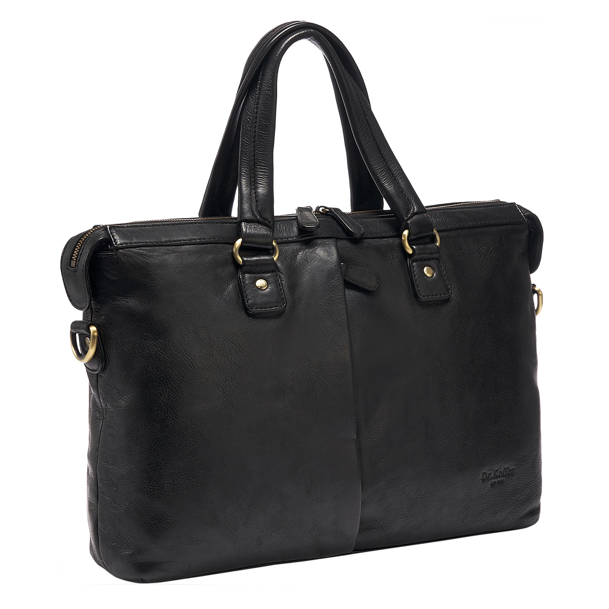 Деловая сумка Dr.Koffer из натуральной кожи черная