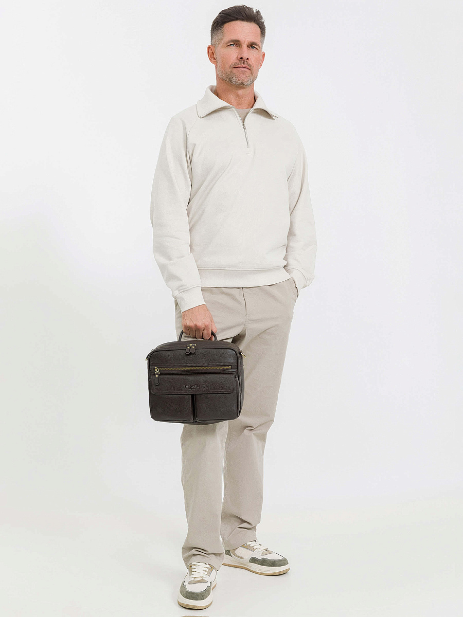 Деловая сумка Dr.Koffer из натуральной кожи темно-коричневая