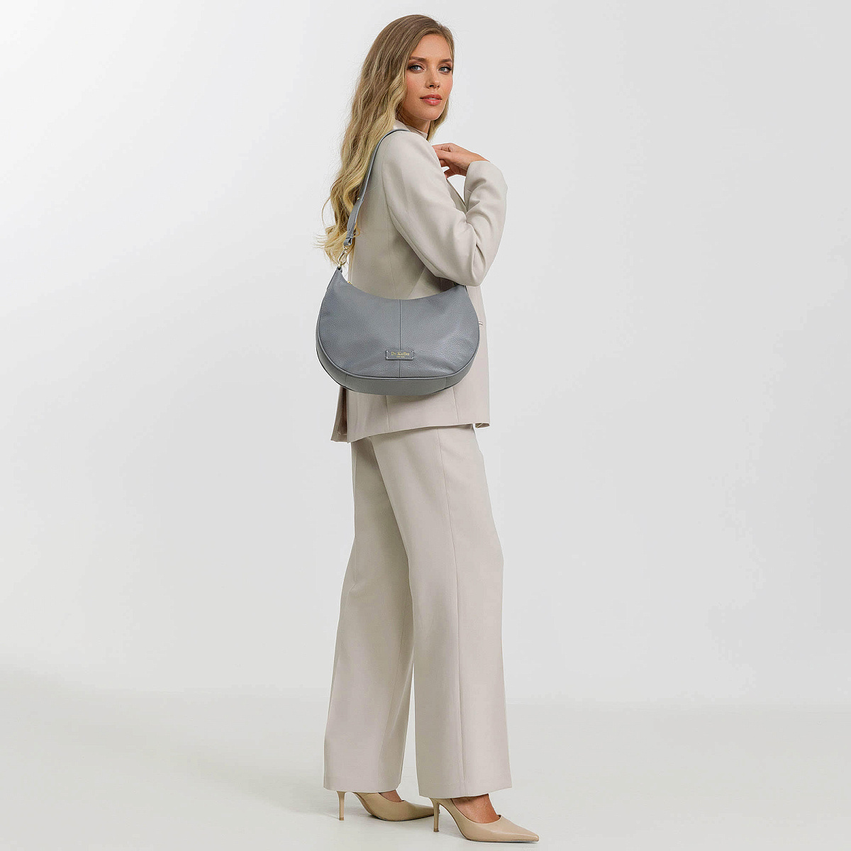 Женская сумка  Dr. Koffer из натуральной кожи серая