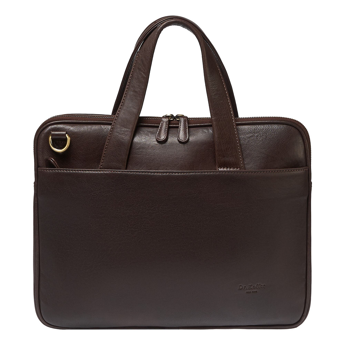 Деловая сумка Dr.Koffer из натуральной кожи темно-коричневая