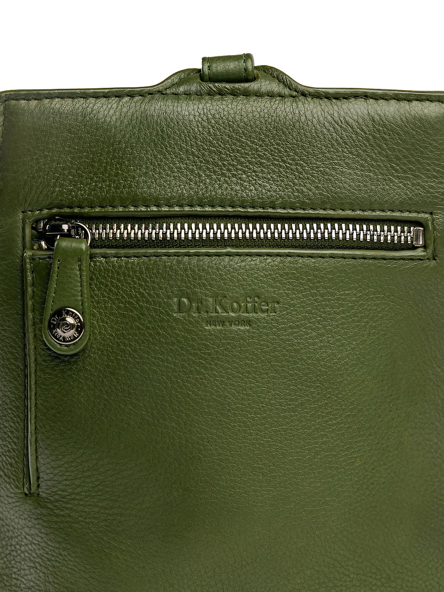 Сумка через плечо Dr.Koffer из натуральной кожи зеленая