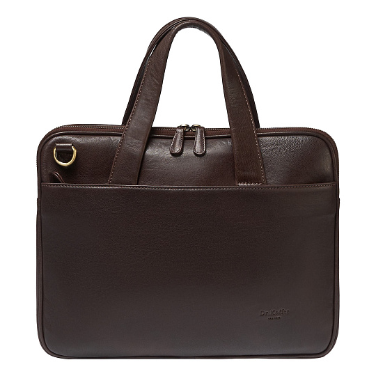Деловая сумка Dr.Koffer из натуральной кожи темно-коричневая