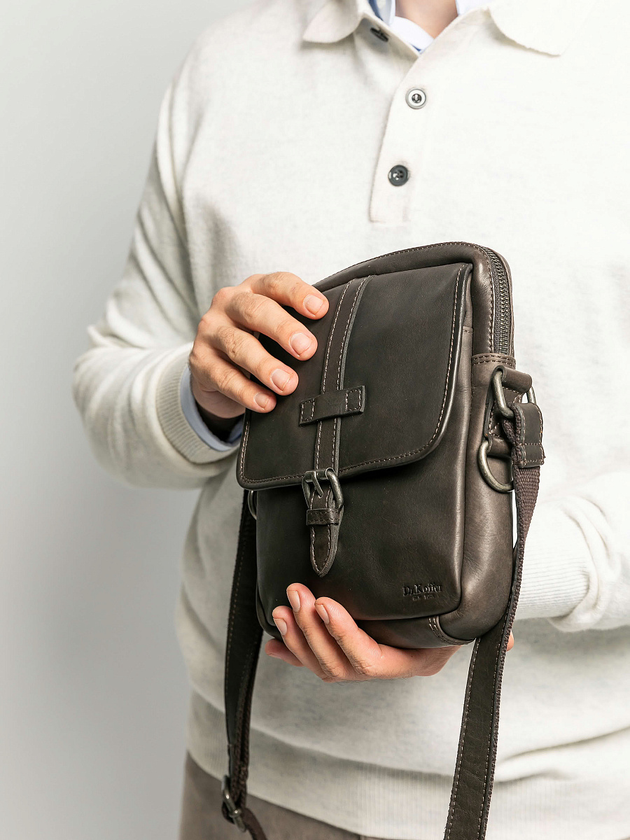 Сумка через плечо Dr.Koffer из натуральной кожи коричневая