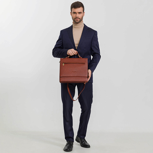 Деловая сумка Dr.Koffer из натуральной кожи коричневая