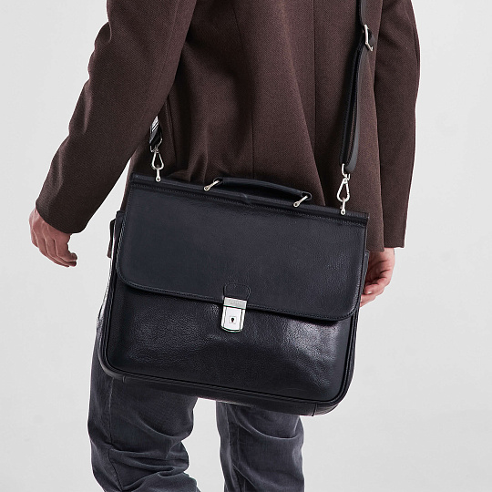 Портфель Dr.Koffer из натуральной кожи черный