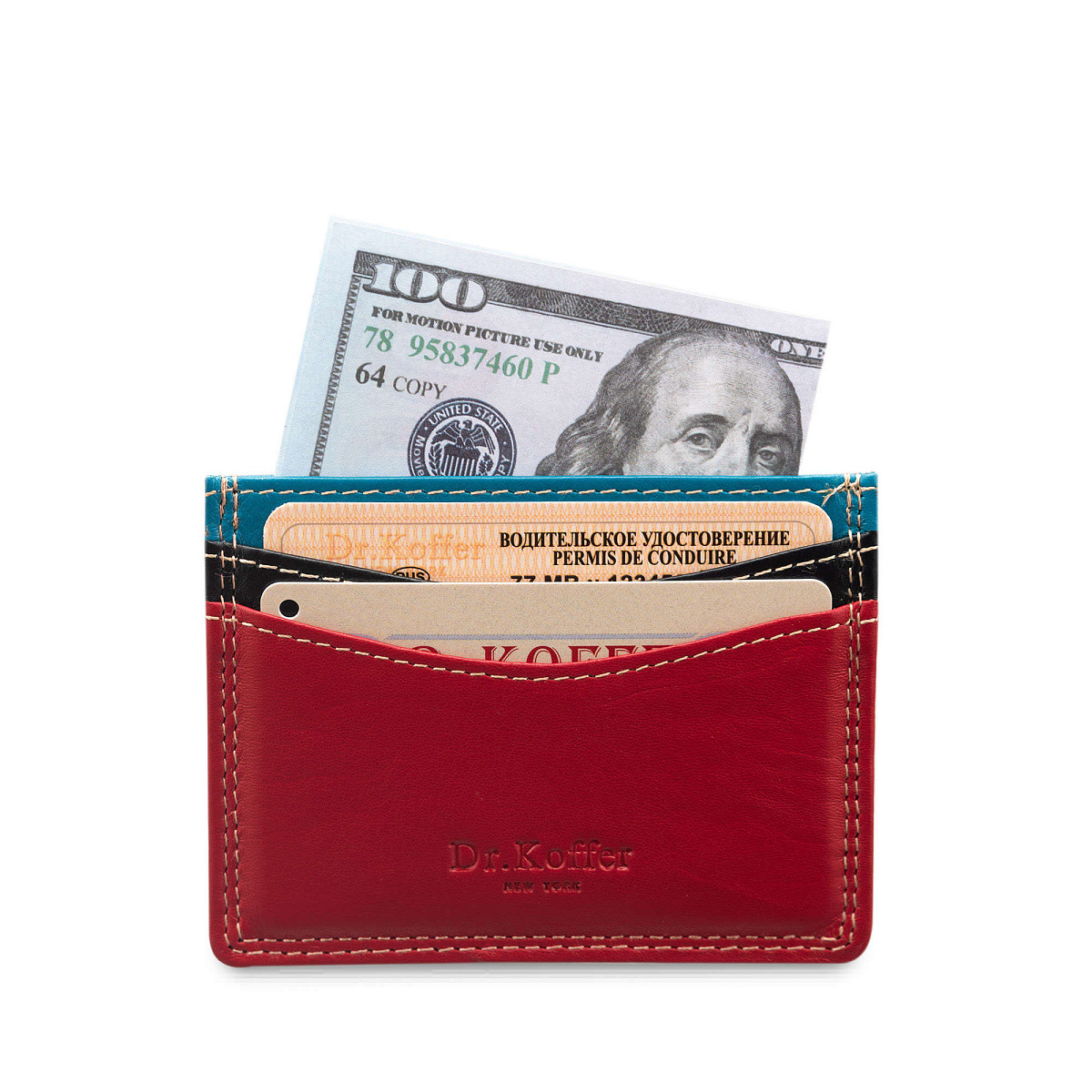 Кредитница Dr.Koffer из натуральной кожи красная