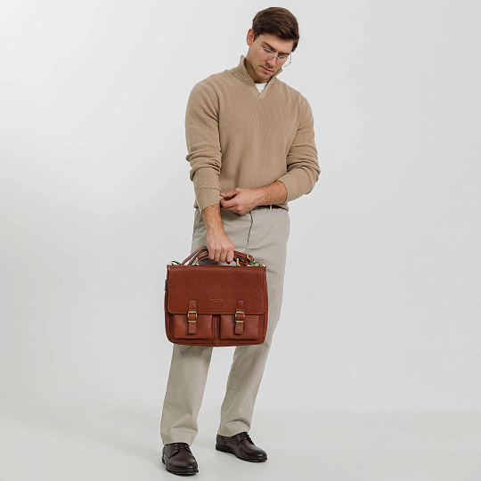 Портфель Dr.Koffer из натуральной кожи светло-коричневый