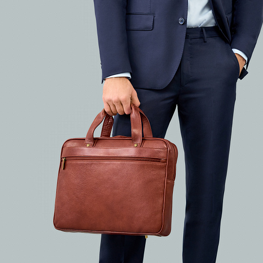 Деловая сумка Dr.Koffer из натуральной кожи коричневая