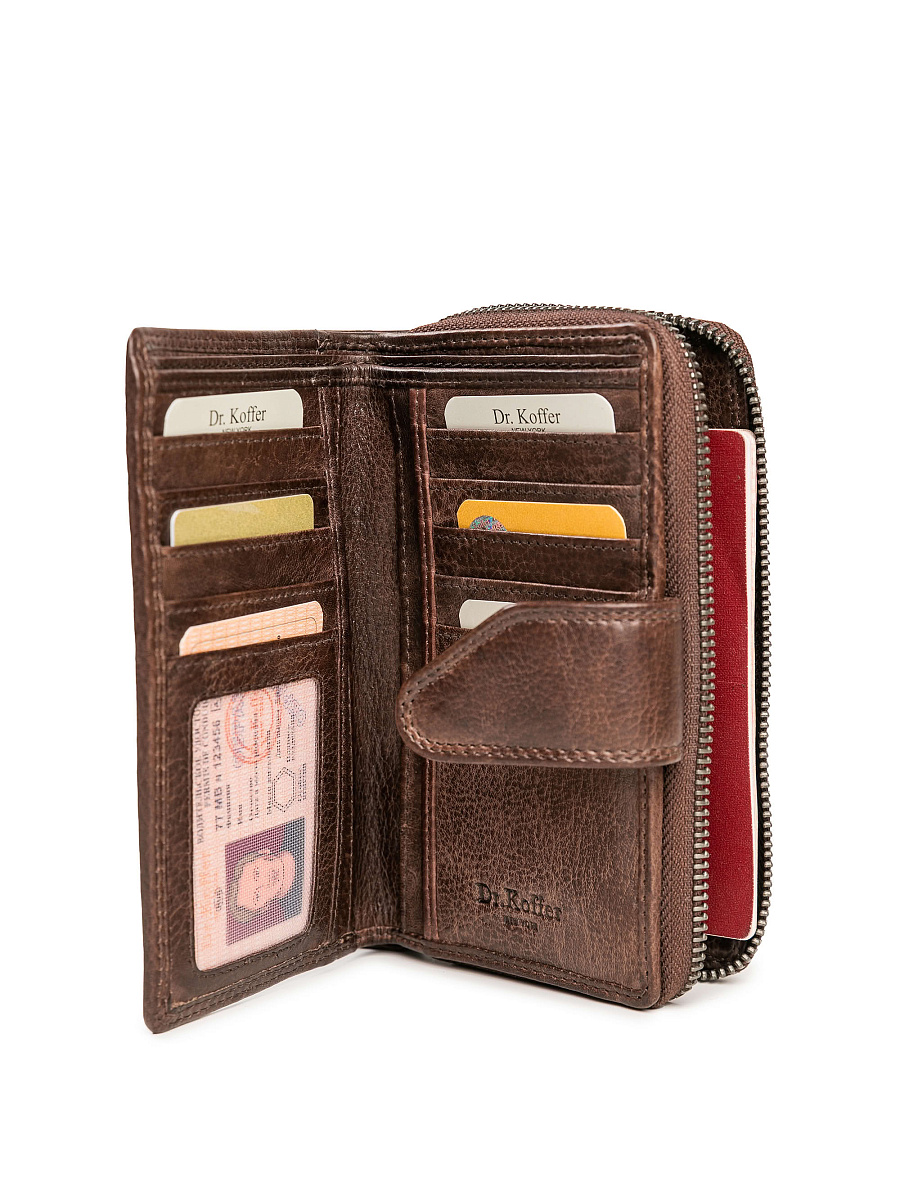 Портмоне Dr.Koffer из натуральной кожи коричневое