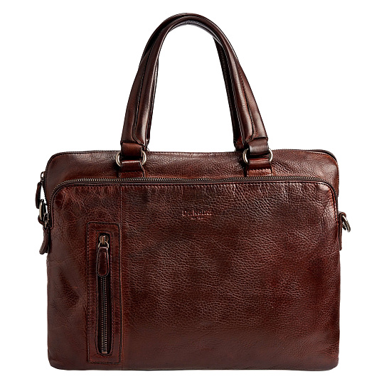 Деловая сумка Dr.Koffer из натуральной кожи темно-коричневая