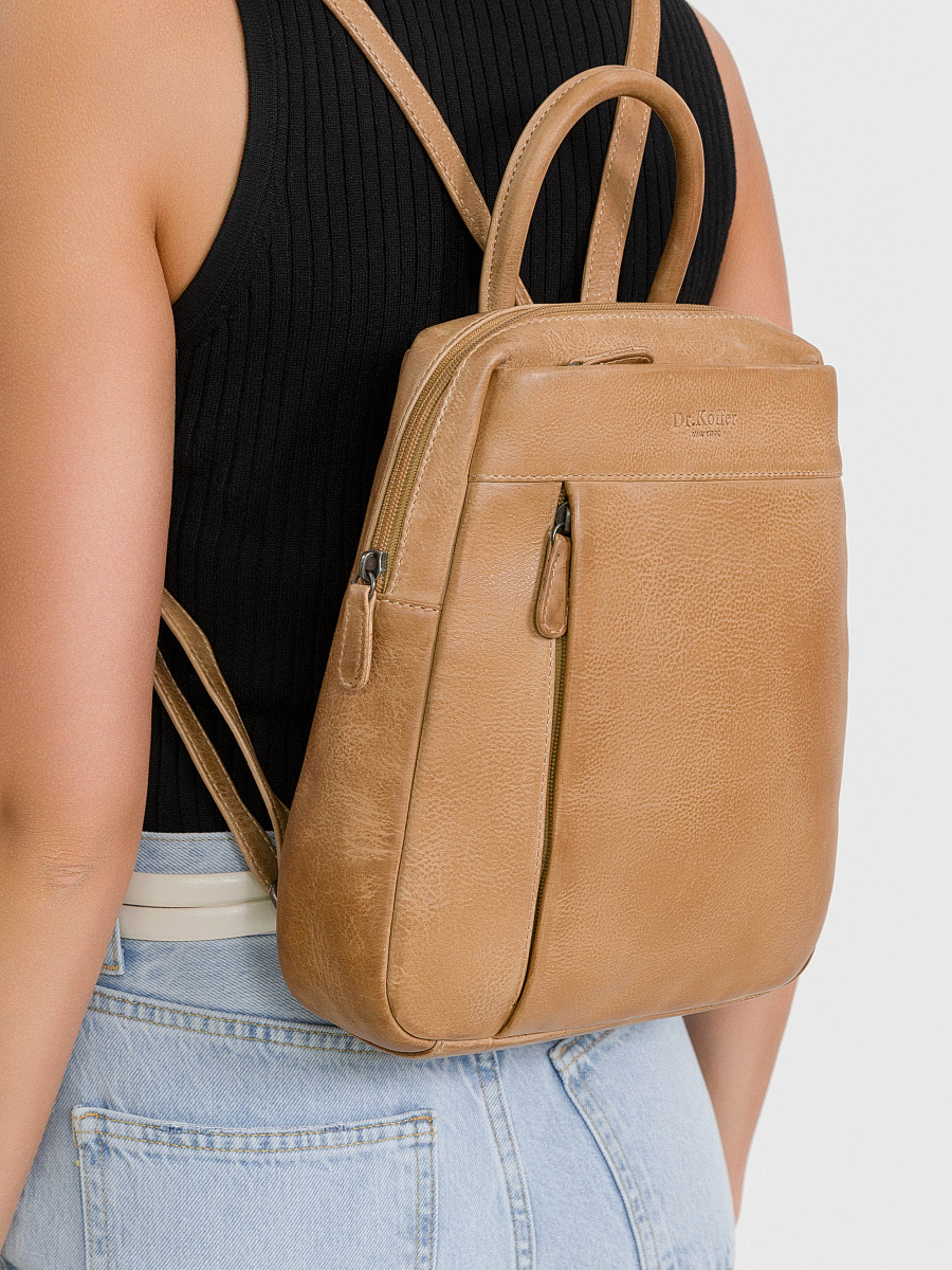 Рюкзак Dr.Koffer из натуральной кожи бежевый