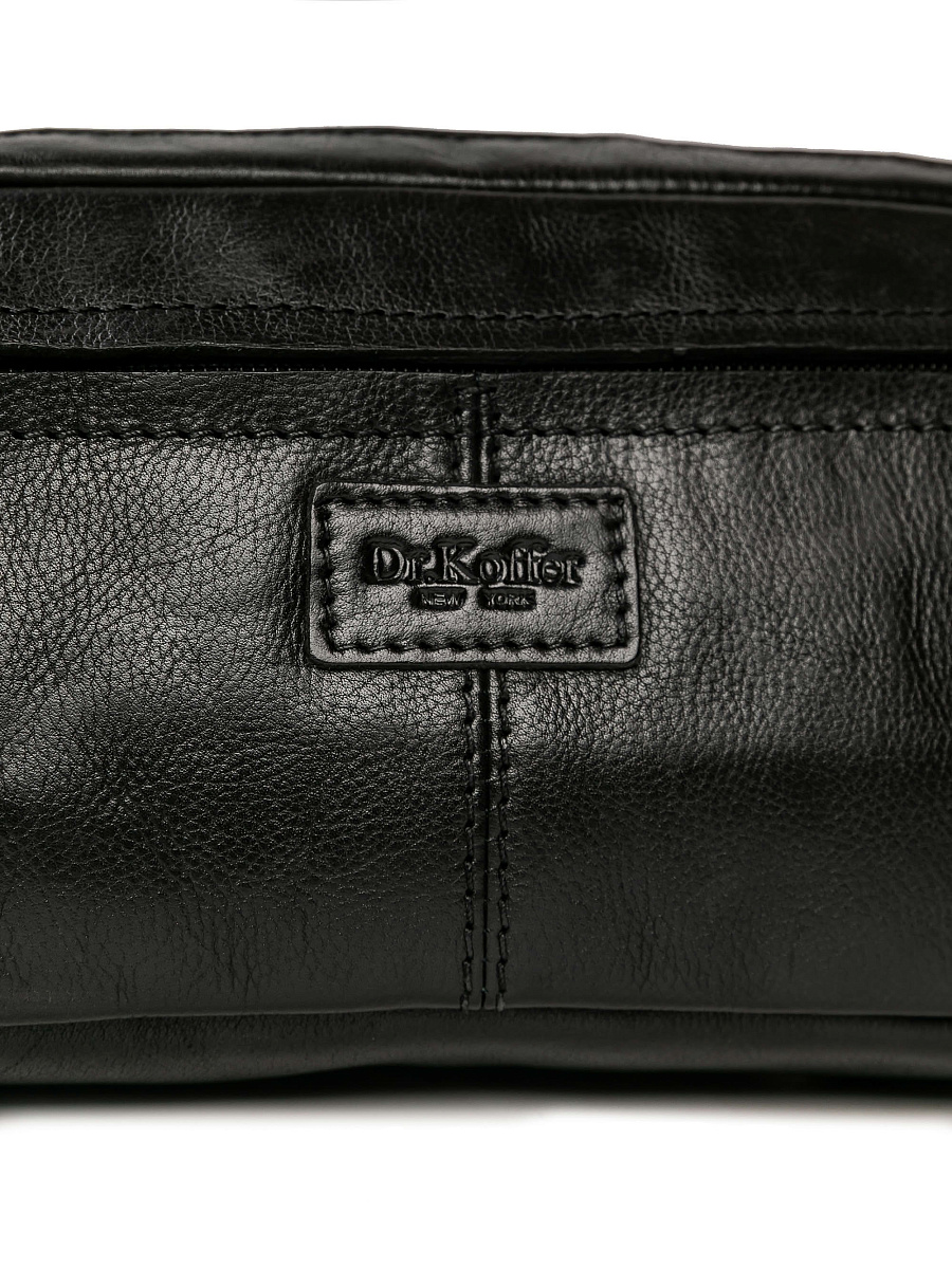 Сумка на пояс Dr. Koffer из натуральной кожи черная