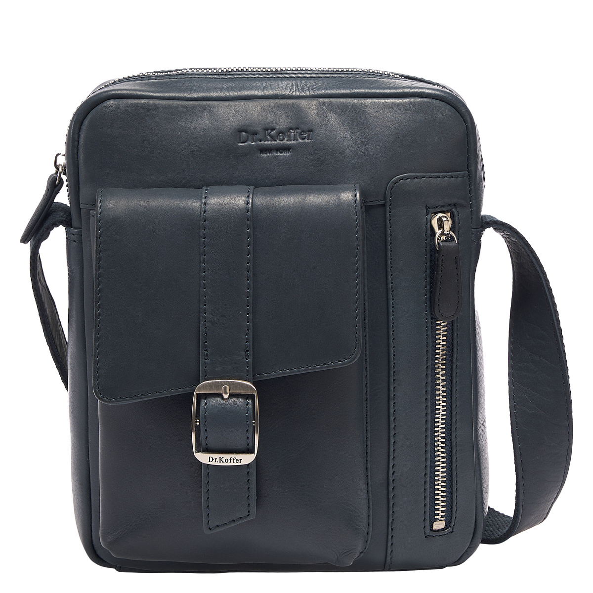 Сумка через плечо Dr.Koffer из натуральной кожи синяя