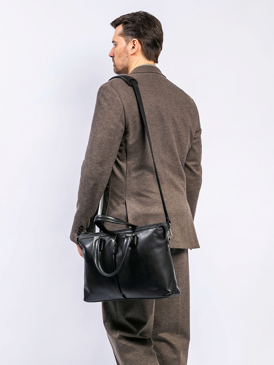 Деловая сумка Dr.Koffer из натуральной кожи черная