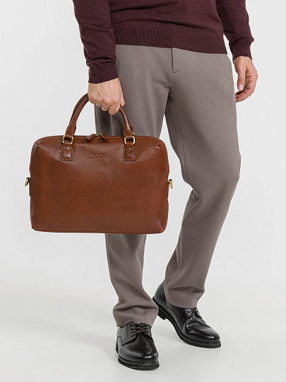 Деловая сумка Dr.Koffer из натуральной кожи коричневая