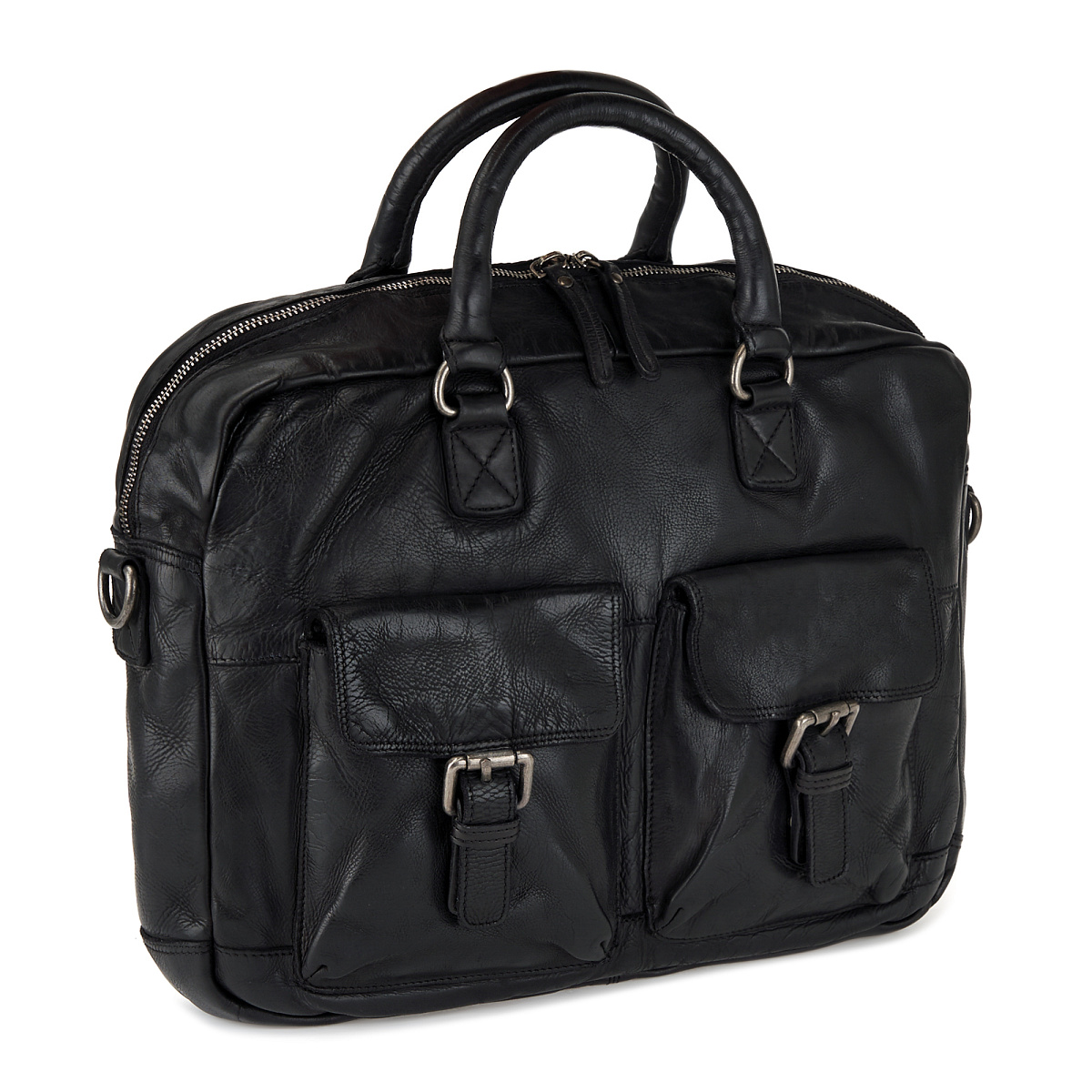 Деловая сумка Dr.Koffer из натуральной кожи черная
