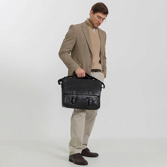 Портфель Dr.Koffer из натуральной кожи черный