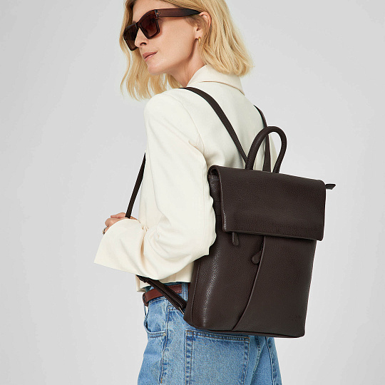 Рюкзак Dr.Koffer из натуральной кожи темно-коричневый