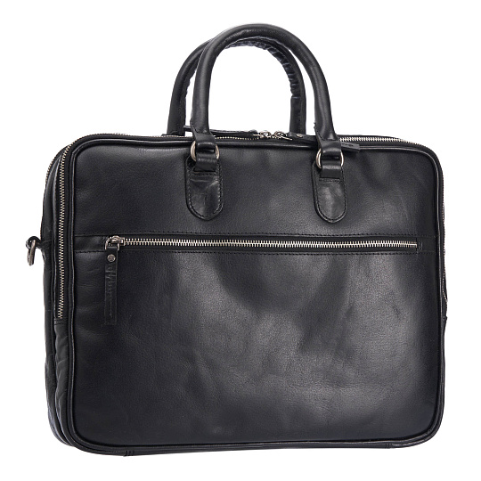 Деловая сумка Dr.Koffer из натуральной кожи черная