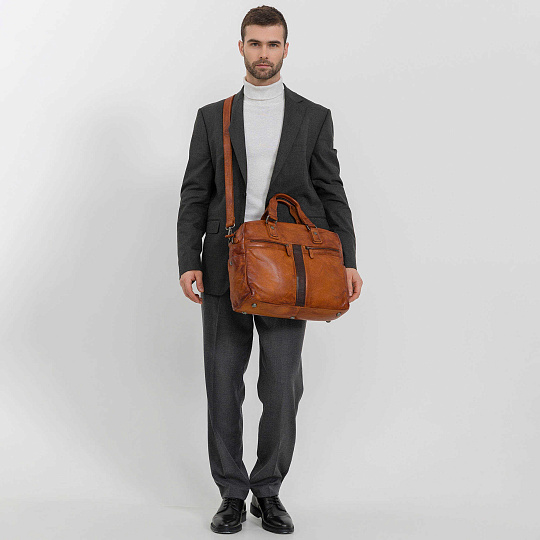 Деловая сумка Dr.Koffer из натуральной кожи коричневая