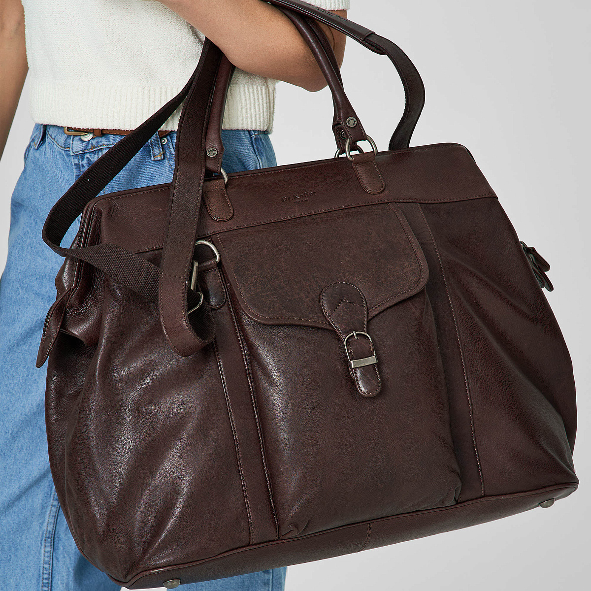 Сумка дорожная Dr.Koffer из натуральной кожи коричневая