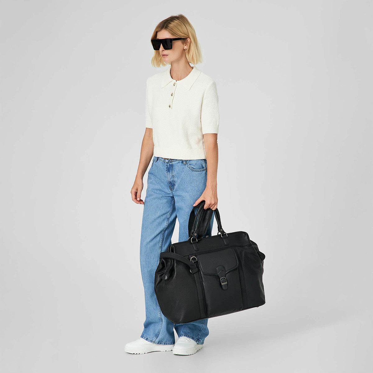 Сумка дорожная Dr.Koffer из натуральной кожи черная