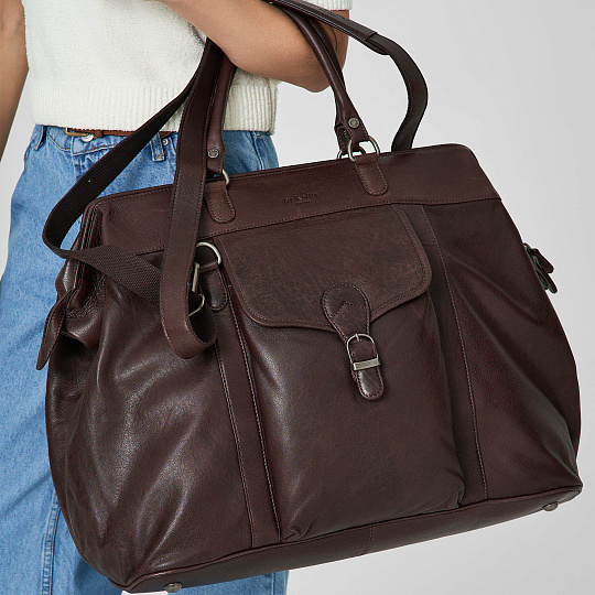 Сумка дорожная Dr.Koffer из натуральной кожи коричневая