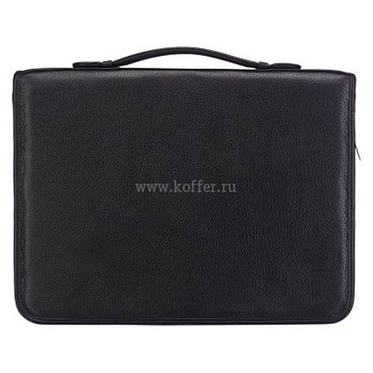 Папка для документов из черной кожи на молнии с ручкой Dr.Koffer G231980-01-04