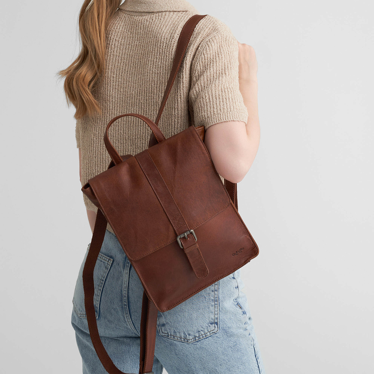 Рюкзак Dr.Koffer из натуральной кожи светло-коричневый