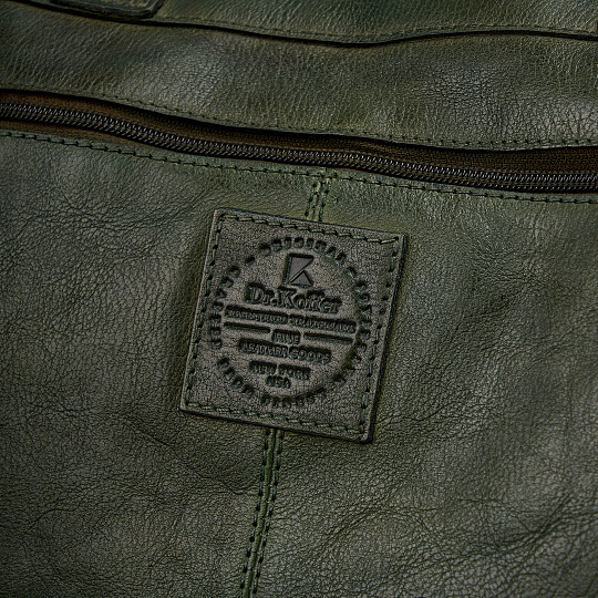 Сумка дорожная Dr.Koffer из натуральной кожи зеленая