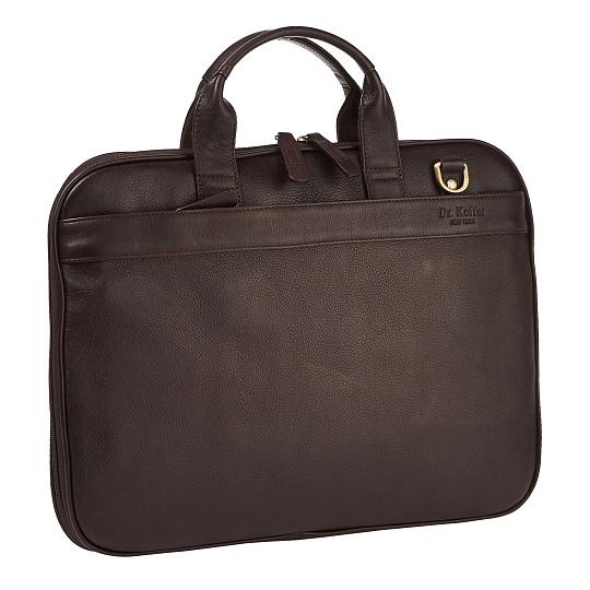 Деловая сумка Dr.Koffer из натуральной кожи темно-коричневая