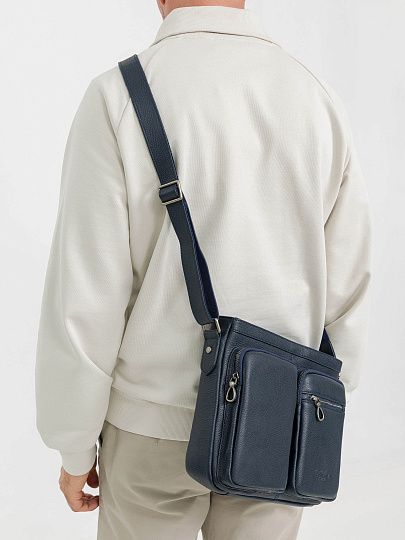 Деловая сумка Dr.Koffer из натуральной кожи синяя