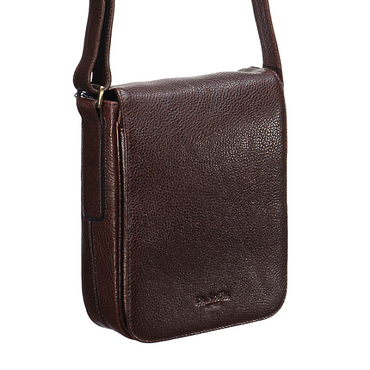 Прямоугольная темно-коричневая мужская сумка небольшого размера из жатой кожи Dr.Koffer M306221-02-09