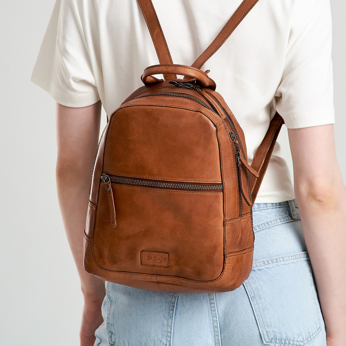 Рюкзак Dr.Koffer из натуральной кожи светло-коричневый