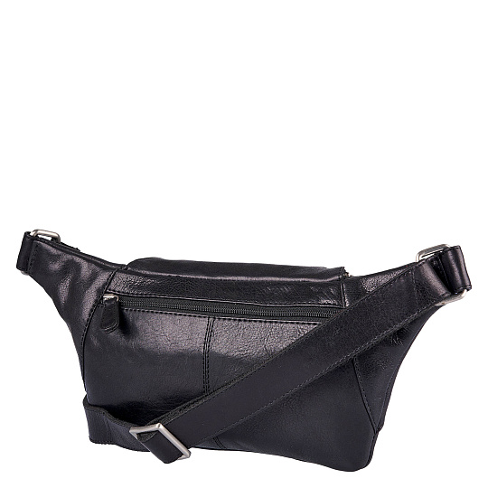 Сумка на пояс Dr. Koffer из натуральной кожи черная