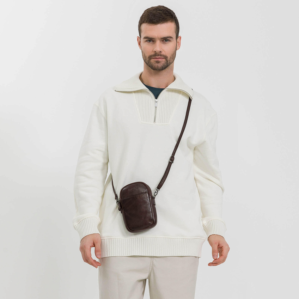 Сумка через плечо Dr.Koffer из натуральной кожи коричневая