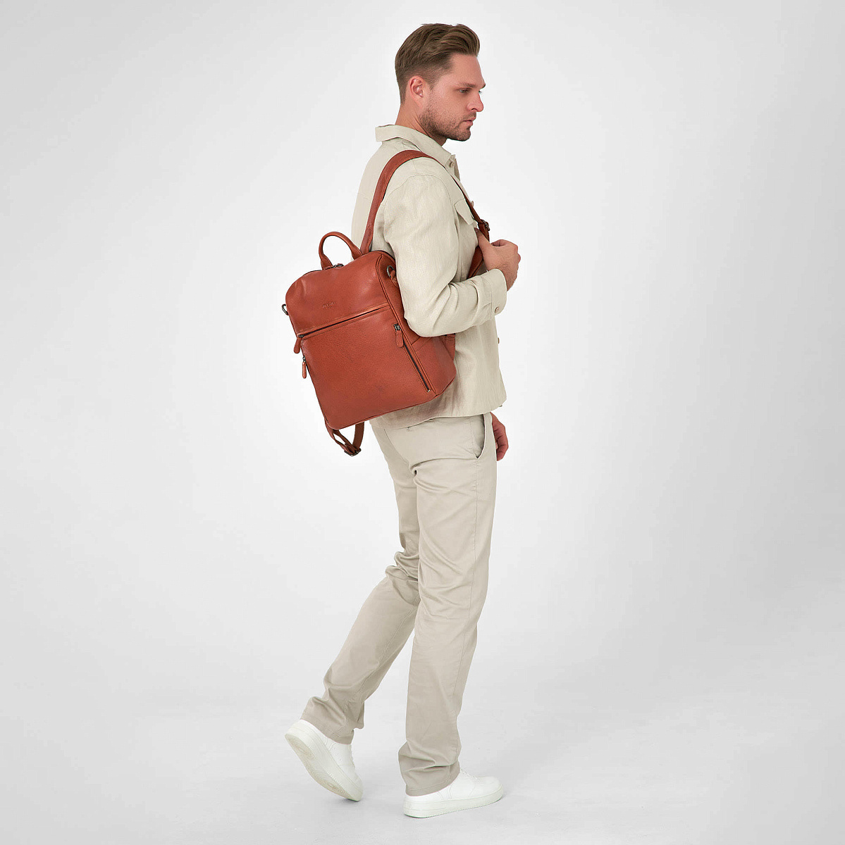 Рюкзак Dr.Koffer из натуральной кожи светло-коричневый