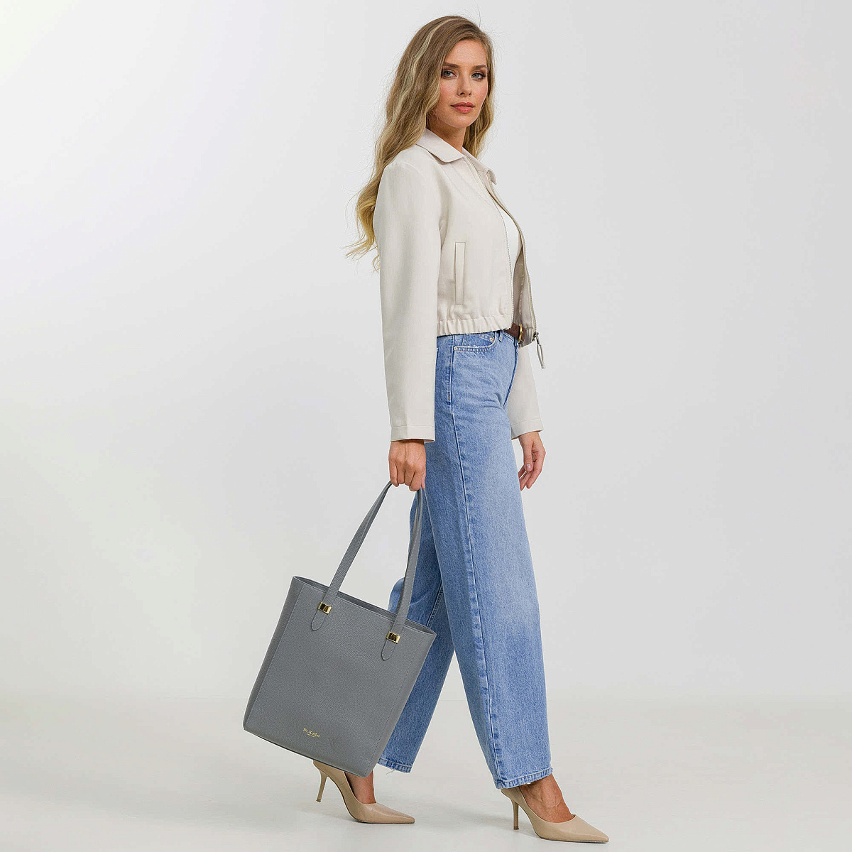 Женская сумка  Dr. Koffer из натуральной кожи серая