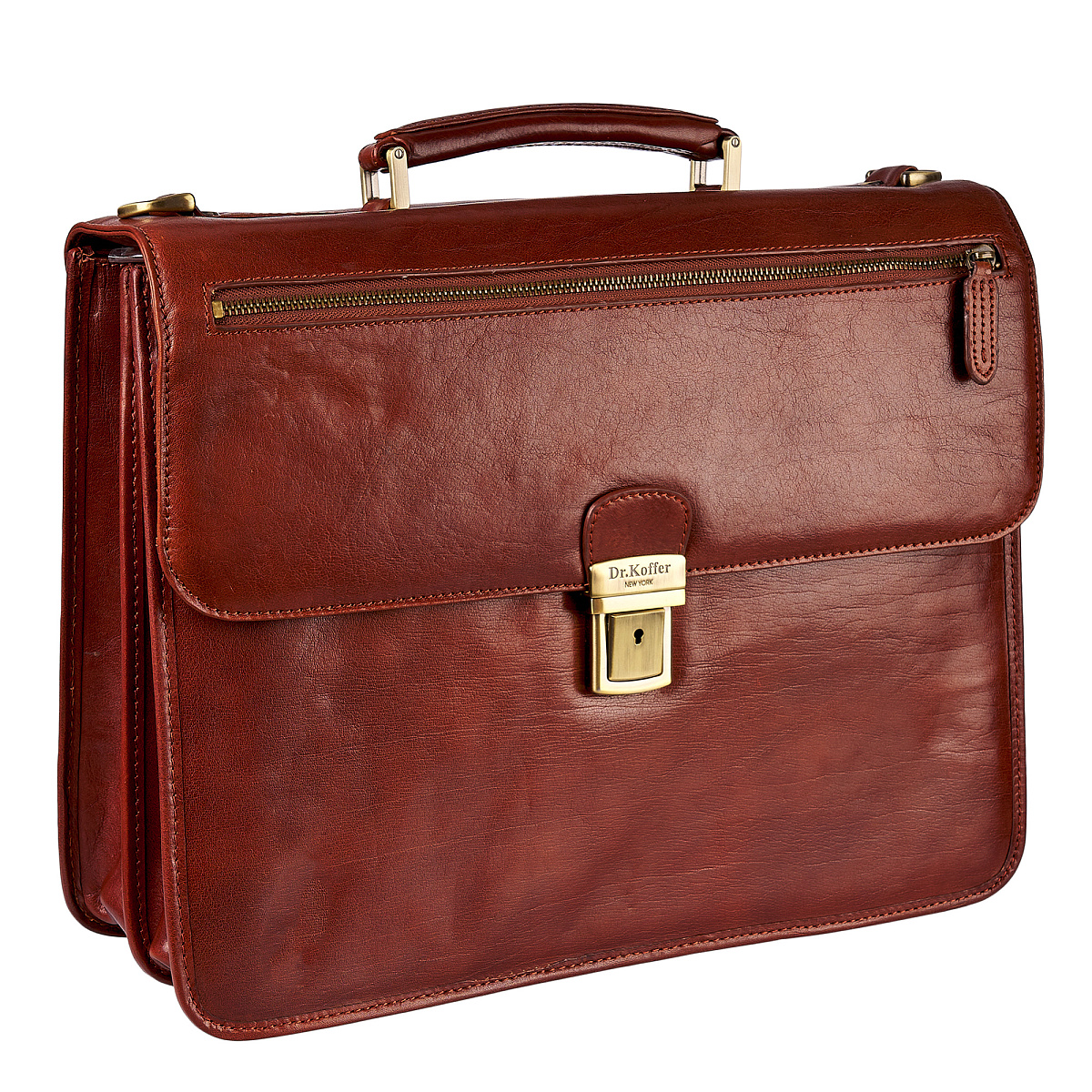 Портфель Dr.Koffer из натуральной кожи светло-коричневый