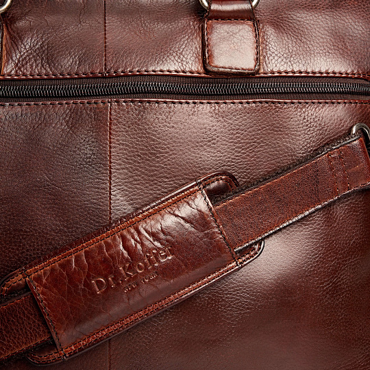 Деловая сумка Dr.Koffer из натуральной кожи темно-коричневая