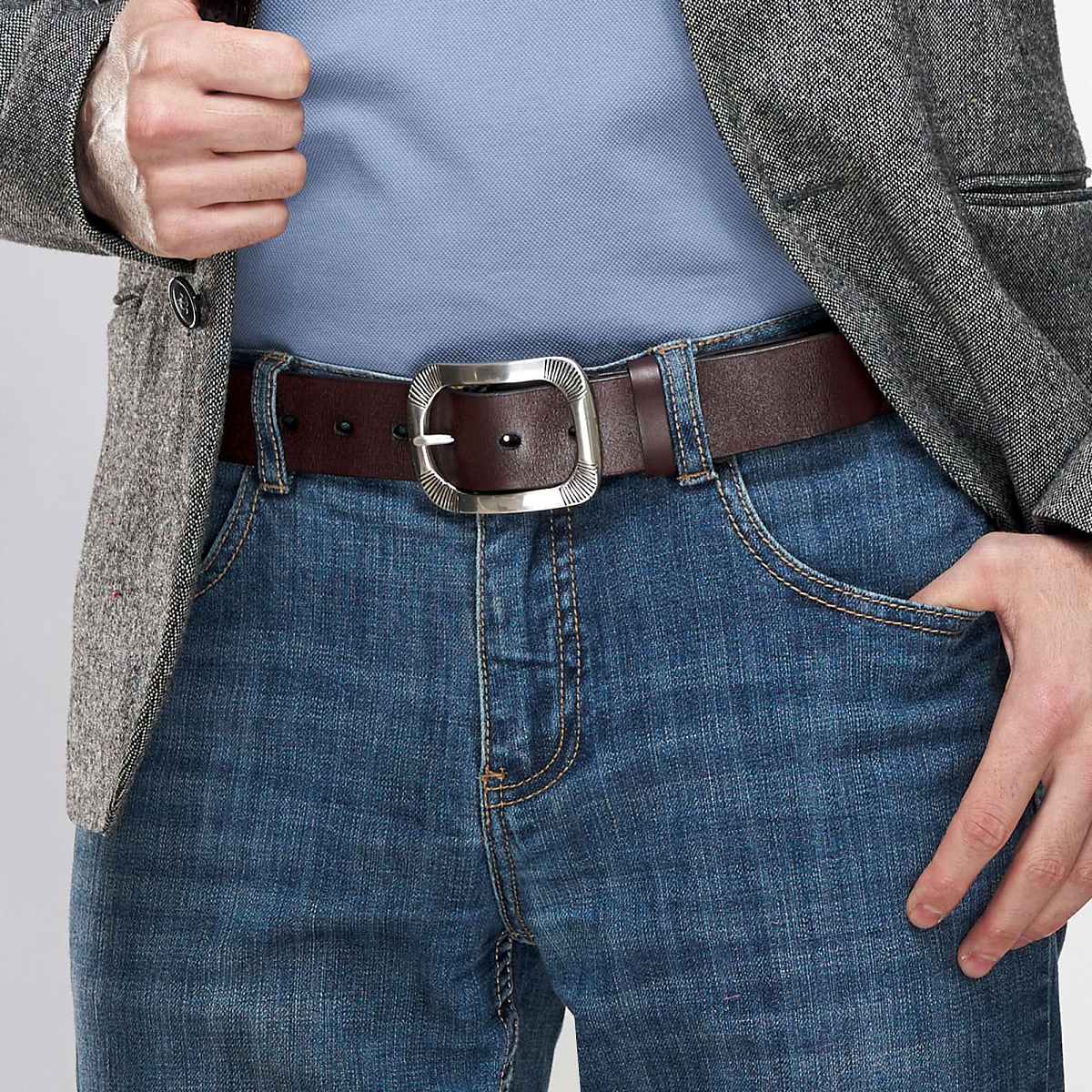 Ремень с прямоугольной теснённой пряжкой  Dr.Koffer GX9977D/AS120-198-05