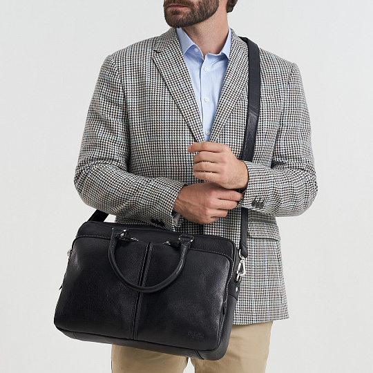 Деловая сумка Dr.Koffer из натуральной кожи черная