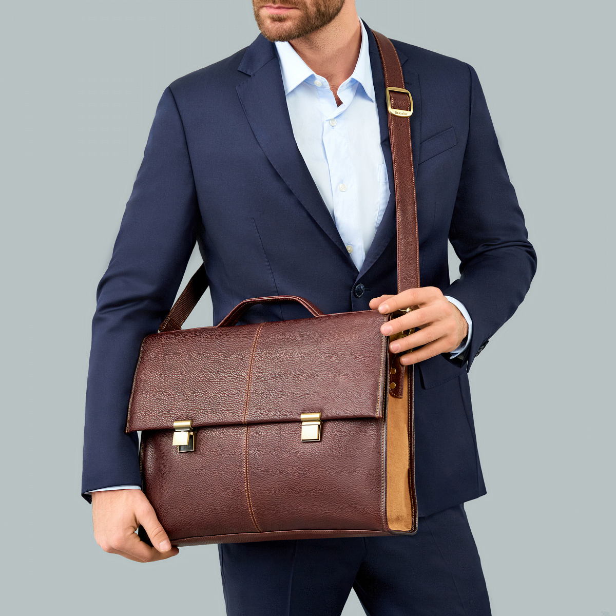 Портфель Dr.Koffer из натуральной кожи темно-коричневый