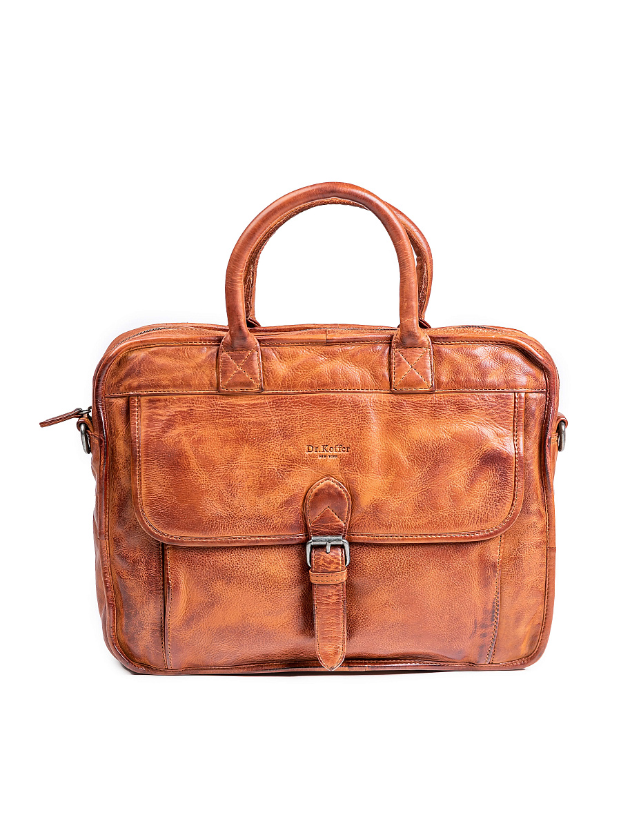 Деловая сумка Dr.Koffer из натуральной кожи коричневая