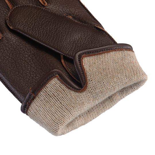 Перчатки мужские из темно-коричневой кожи с швами "наружу" Dr.Koffer H710017-40-09