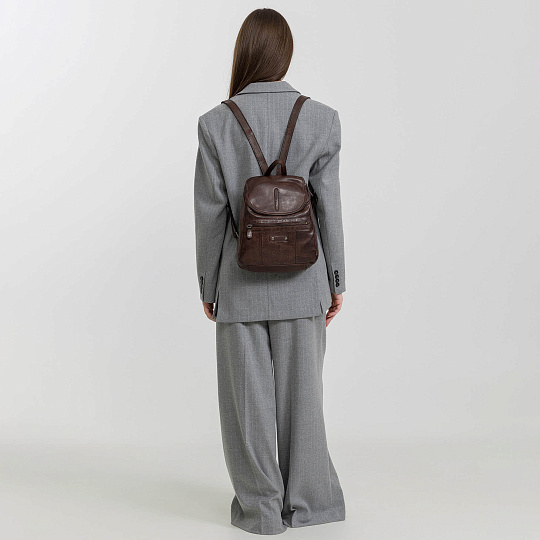 Рюкзак Dr.Koffer из натуральной кожи темно-коричневый