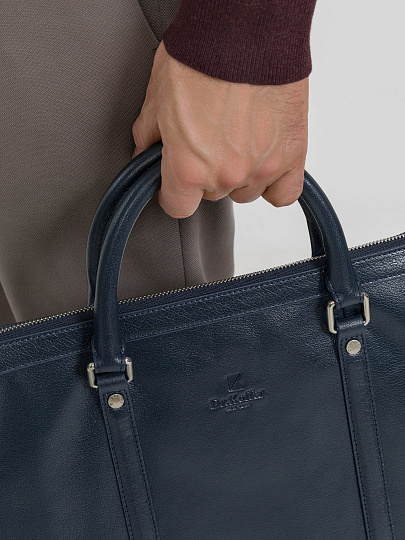 Деловая сумка Dr.Koffer из натуральной кожи синяя