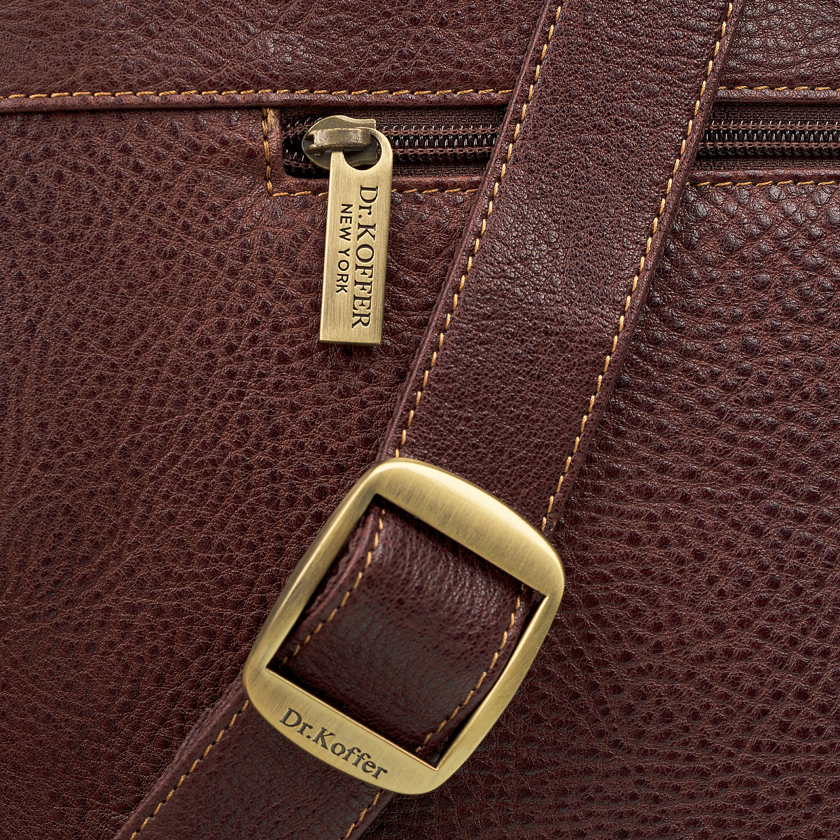 Портфель Dr.Koffer из натуральной кожи темно-коричневый